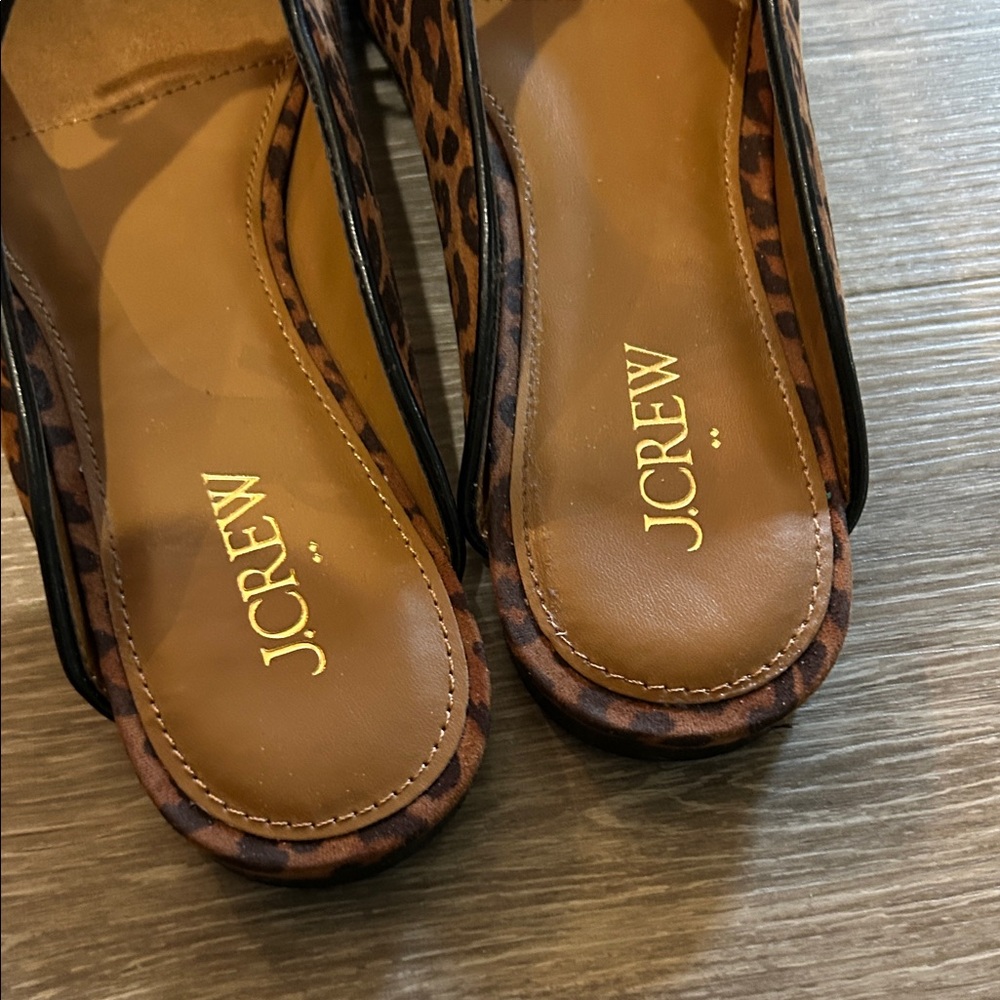 J. Crew Brown Leopard Mules with Bow Detail - Picture 2 of 6